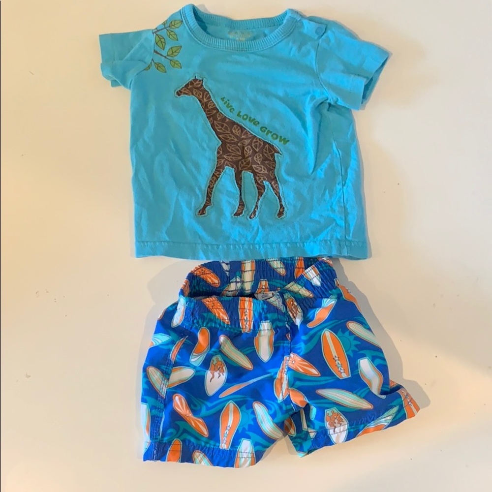 Baby Beach Bod Set 9 mo Trunks and T-shirt